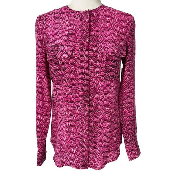 Equipment New w Tags ! Magenta XSmall Multi Silk Snakeskin Buttoned Tunic Blouse - Picture 1 of 12